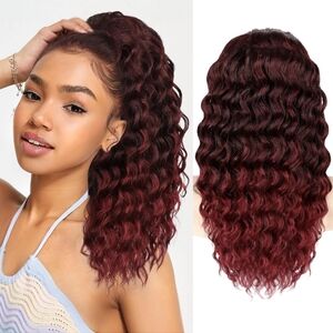Curly Ponytail Extension Burgundy Curly Clip in Hair Extensions 18‎ Inch
